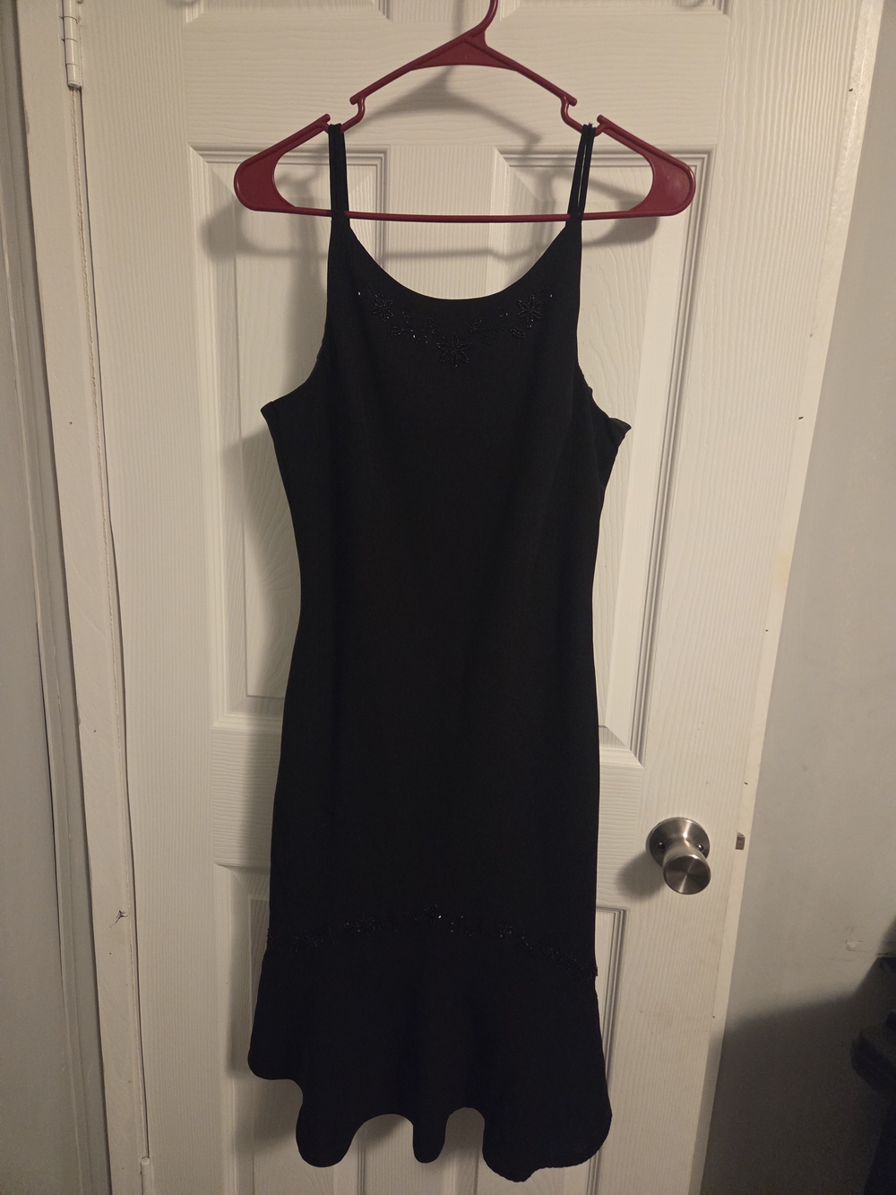 Scarlett Black Spaghetti Strap Mini Dress with Ruffle Hem